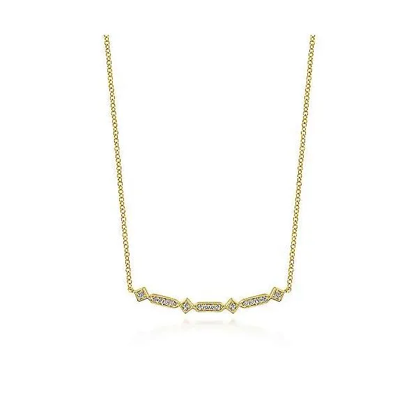 14K Yellow Gold Geometric Diamond Bar Necklace Falls Jewelers Concord, NC