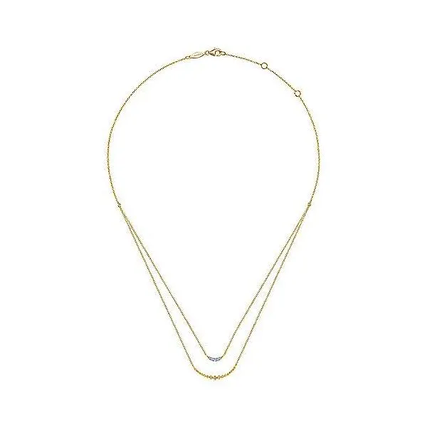 14K Yellow Gold Layered Beaded Diamond Necklace Image 2 Falls Jewelers Concord, NC