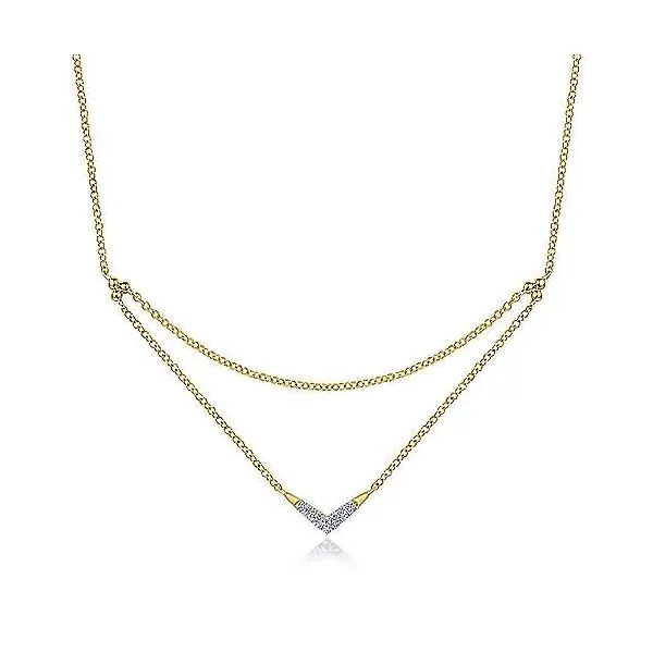 14K Yellow Gold Layered Diamond Necklace