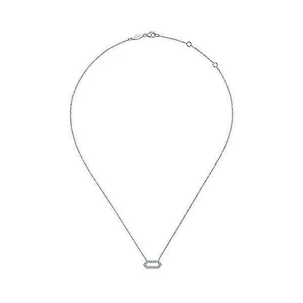 14K White Gold Elongated Hexagonal Diamond Necklace