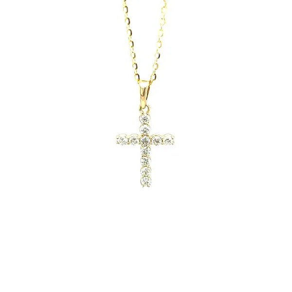 14K Yellow Gold Diamond Cross Necklace Falls Jewelers Concord, NC
