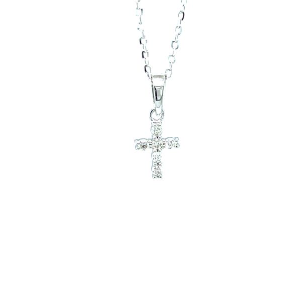 14K White Gold Diamond Cross Necklace Falls Jewelers Concord, NC