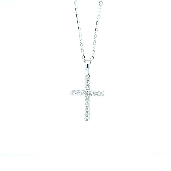 14K White Gold Diamond Cross Necklace Falls Jewelers Concord, NC