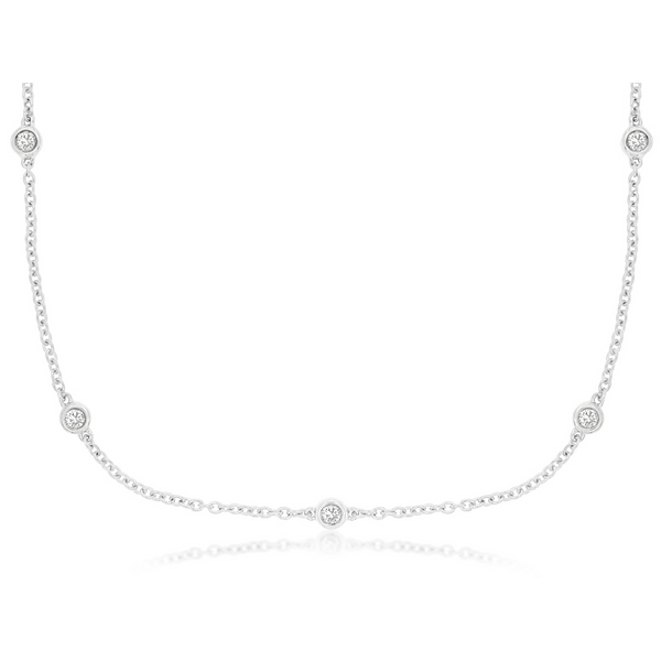 14K White Gold Diamond Station Necklace Falls Jewelers Concord, NC