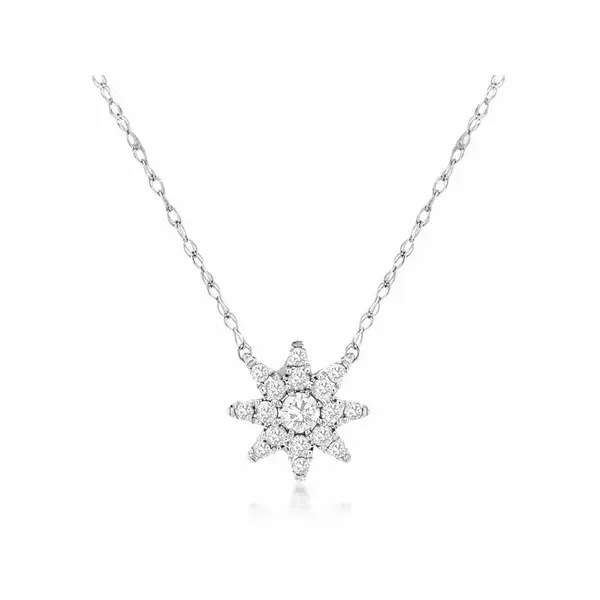 14K White Gold Diamond Star Pendant and Necklace Falls Jewelers Concord, NC