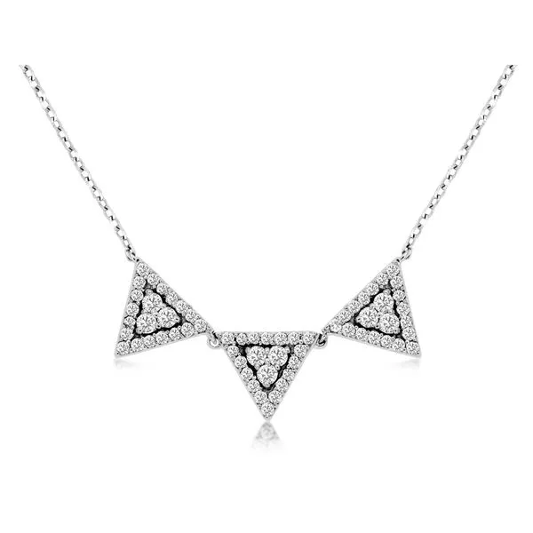 14K White Gold Three Triangle Diamond Necklace Falls Jewelers Concord, NC