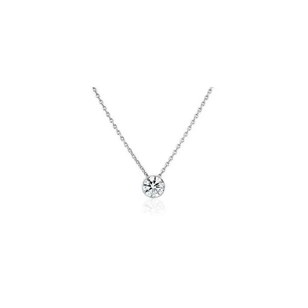 14K White Gold Solitaire Bezel Set Diamond Pendant