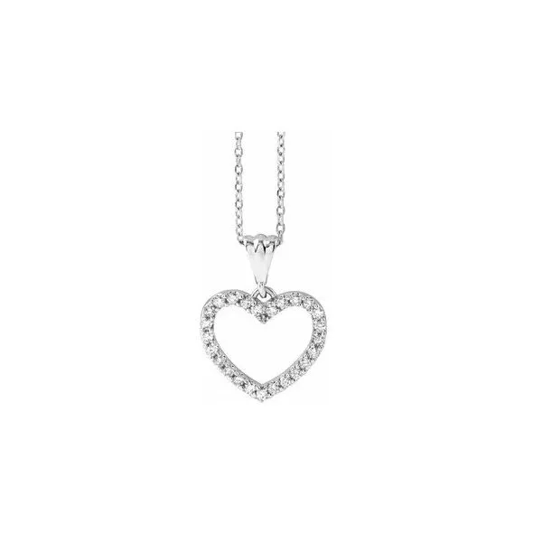 14K White 1/5 CTW Natural Diamond Heart 18\ Necklace