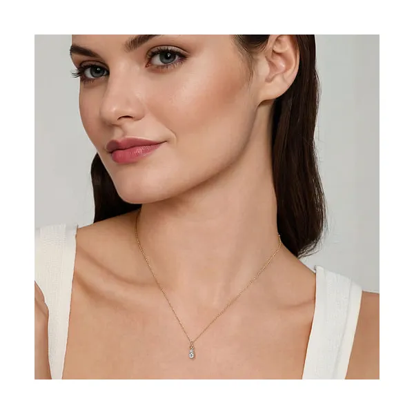 14K Yellow Gold Diamond Bujukan Teardrop Pendant Necklace Image 2 Falls Jewelers Concord, NC