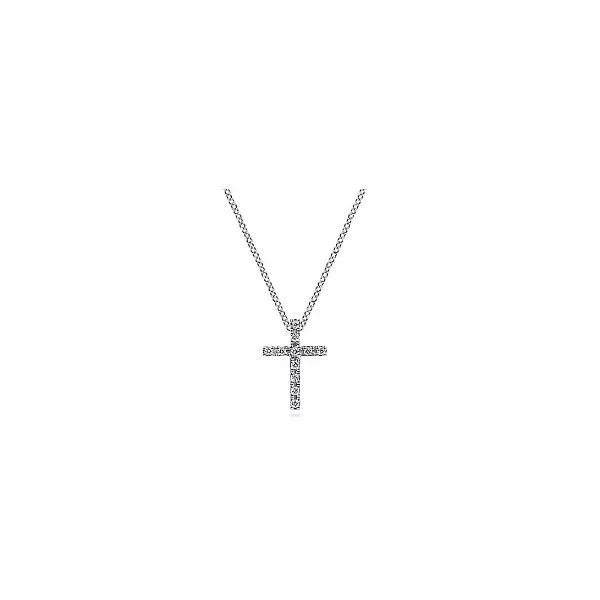14K White Gold Diamond Cross Pendant Necklace Falls Jewelers Concord, NC