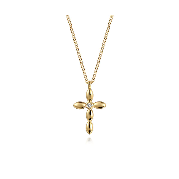 14K Yellow Gold Diamond Cross Necklace Falls Jewelers Concord, NC