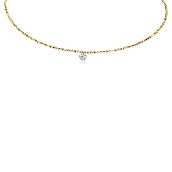 14K Yellow Gold Dainty Suspended Diamond Necklace Falls Jewelers Concord, NC