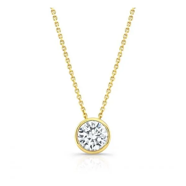 14K Yellow Gold Diamond Bezel Necklace