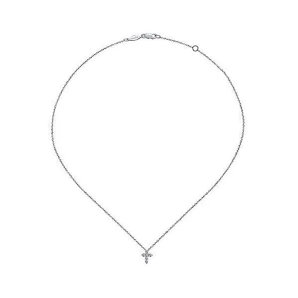 14K White Gold Diamond Cross Necklace