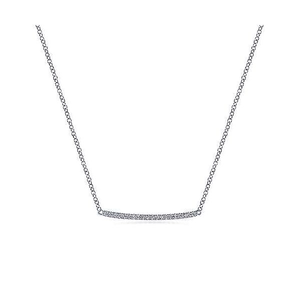 14K White Gold Diamond Bar Necklace Falls Jewelers Concord, NC