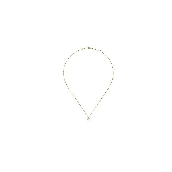 14K Yellow Gold Bujukan Diamond Pave Heart Pendant Necklace Image 3 Falls Jewelers Concord, NC