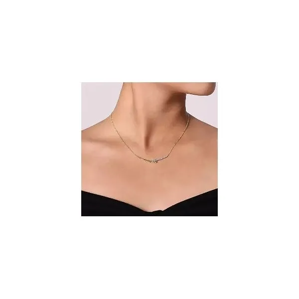 14K Yellow-White Gold Bujukan Diamond Bar Necklace