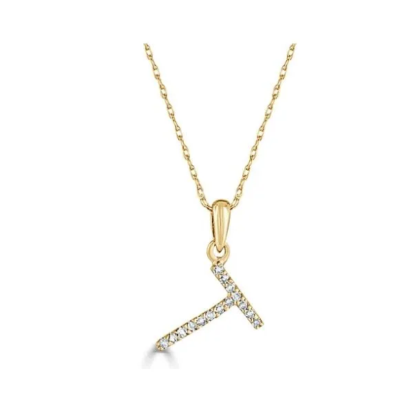 14KY 0.07 ctw Diamond Small T Initial Necklace Falls Jewelers Concord, NC