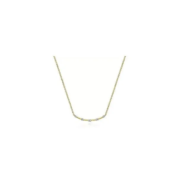 14K Yellow Gold Diamond Stations Bar Necklace Falls Jewelers Concord, NC