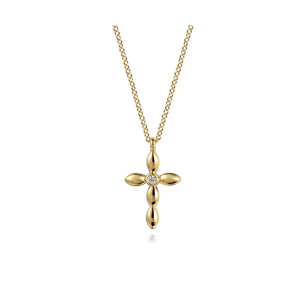 14K Yellow Gold Diamond Cross Necklace Falls Jewelers Concord, NC