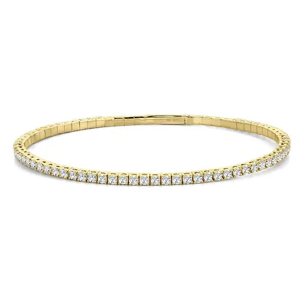 YELLOW GOLD DIAMOND FLEXI-BANGLE TENNIS BRACELET (1-1/2 CTW) Falls Jewelers Concord, NC