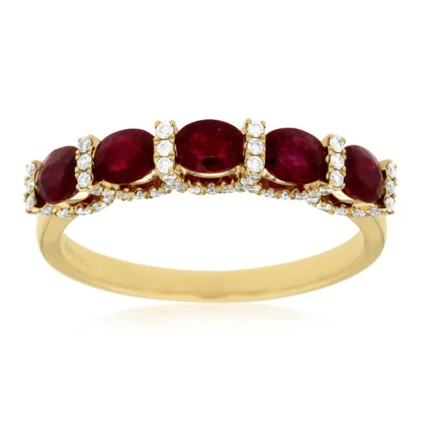14K Yellow Gold Ruby and Diamond Band Falls Jewelers Concord, NC
