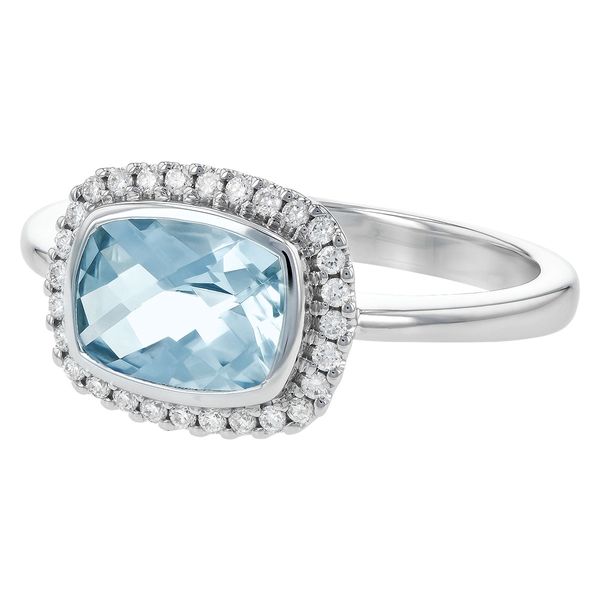 14K White Gold East to West Aquamarine Diamond Ring Image 2 Falls Jewelers Concord, NC