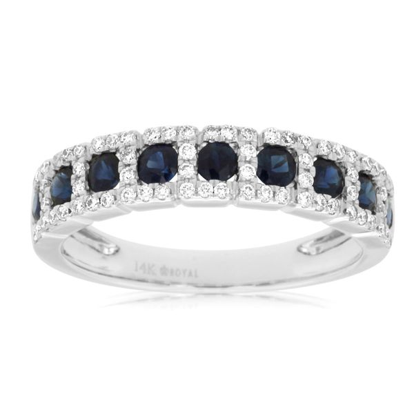 14K White Gold Sapphire and Diamond Band Falls Jewelers Concord, NC