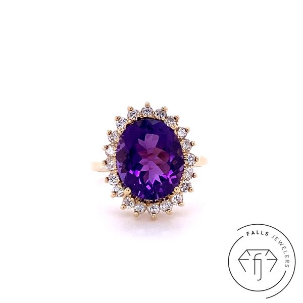 Estate 14K Yellow Gold Amethyst and Diamond Ring Falls Jewelers Concord, NC