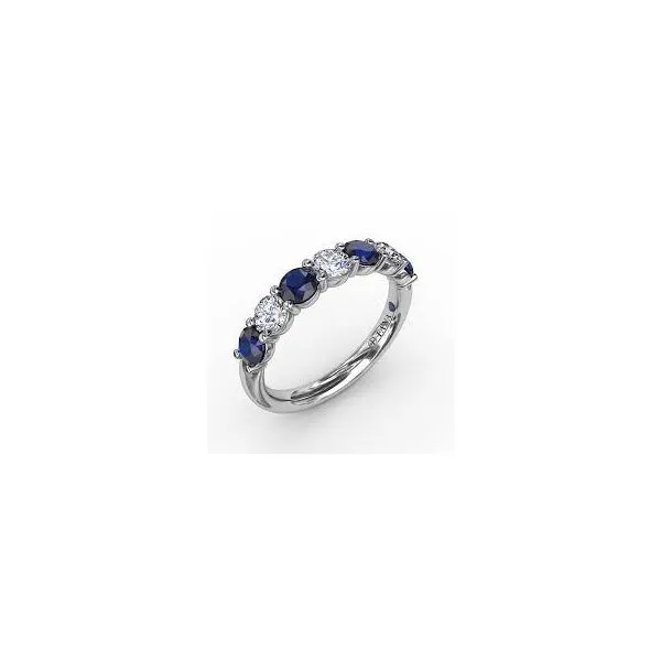 14K White Gold Diamond and Sapphire Band Falls Jewelers Concord, NC