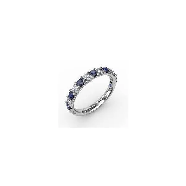 14K White Gold Diamond and Sapphire Band