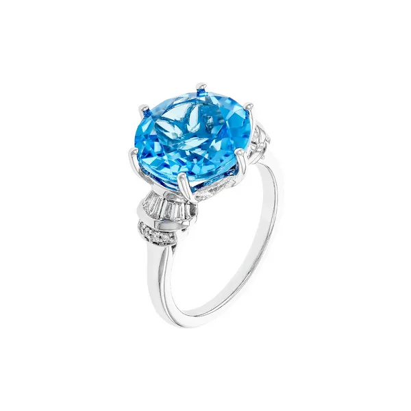 14K White Gold 7.60CT Blue Topaz Ring Image 2 Falls Jewelers Concord, NC