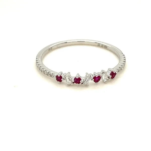 14K White Gold Ruby and Diamond Ring