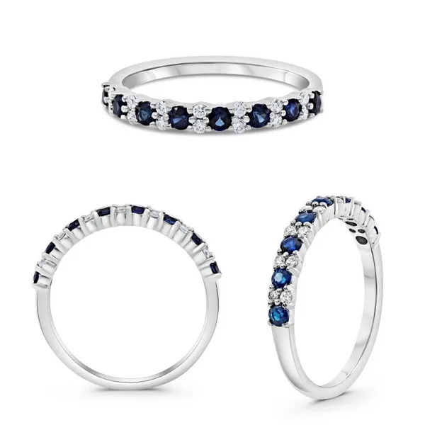 14K White Gold Sapphire And Diamond Ring