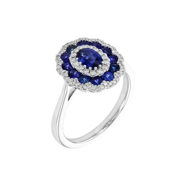 14K White Gold Sapphire and Diamond Ring Image 2 Falls Jewelers Concord, NC