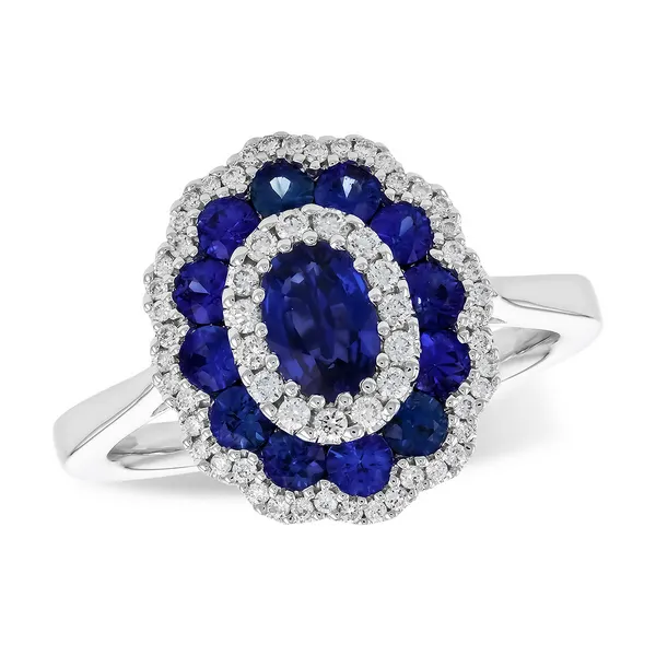 14K White Gold Sapphire and Diamond Ring Falls Jewelers Concord, NC