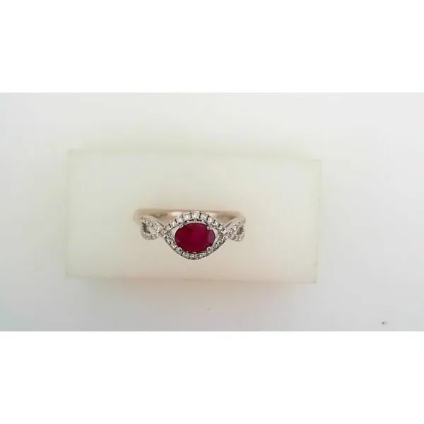 14K White Gold East-to-West Ruby Ring
