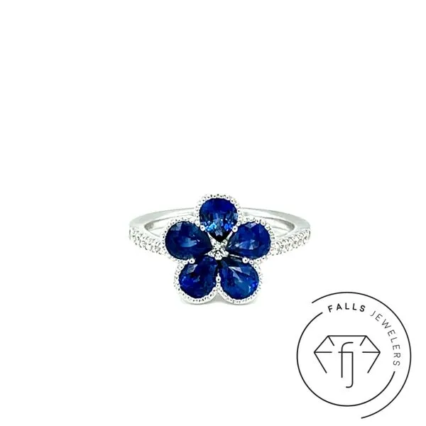 18KW Sapphire & Diamond Floral Fashion Ring