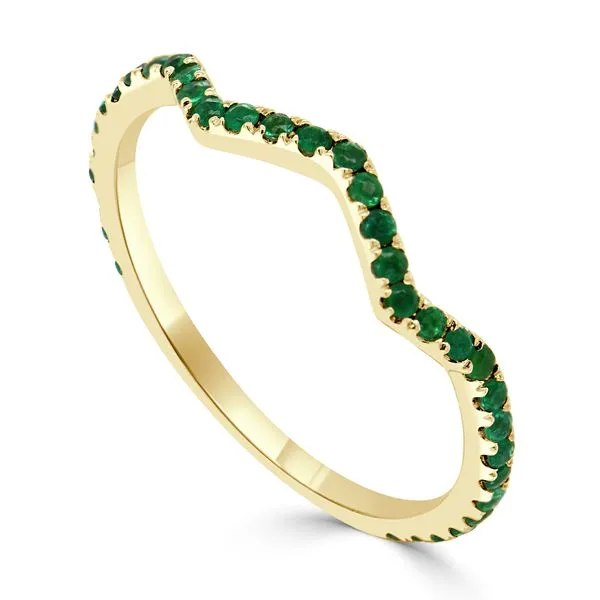 14K YG Emerald Wave Band Falls Jewelers Concord, NC
