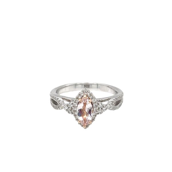 14K White and Rose Gold Morganite Ring with Diamond Accents Falls Jewelers Concord, NC