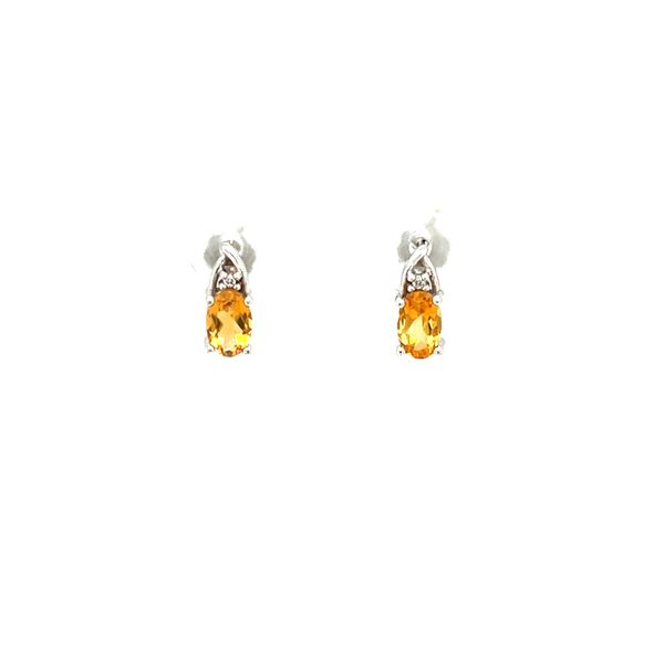 14K White Gold Citrine and Diamond Earrings Falls Jewelers Concord, NC