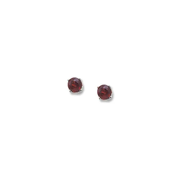14K White Gold Garnet Stud Earrings Falls Jewelers Concord, NC