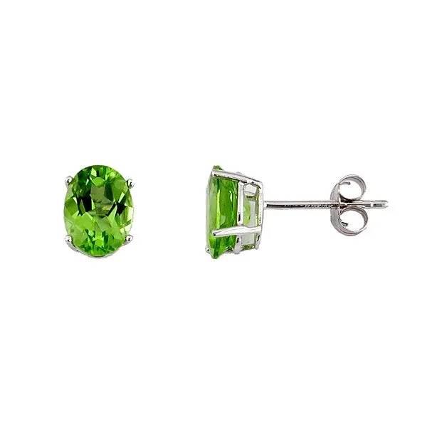 14K White Gold Peridot Stud Earrings Falls Jewelers Concord, NC