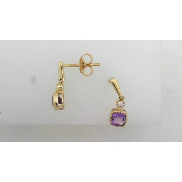 14K Yellow Gold Amethyst and Diamond Earrings Falls Jewelers Concord, NC