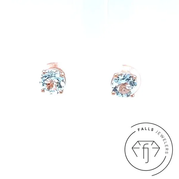 14K Rose Gold Aquamarine Stud Earrings Falls Jewelers Concord, NC