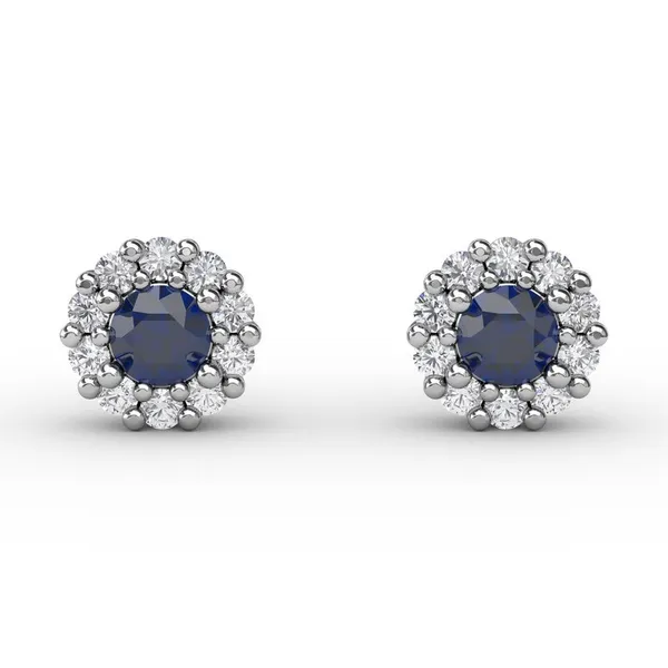 Shared Prong Sapphire and Diamond Stud Earrings similar item image