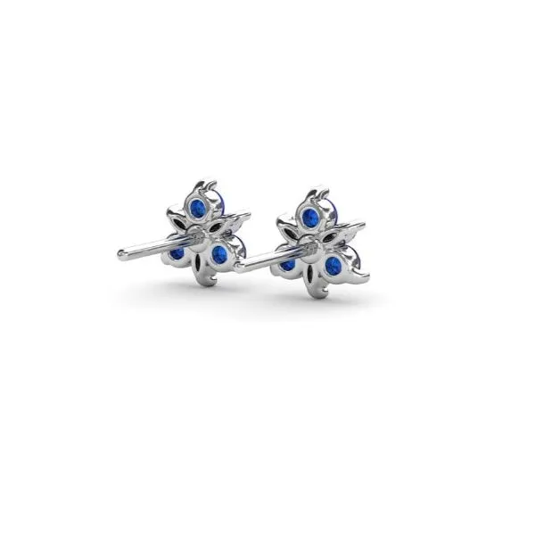 Trio Stud Sapphire and Diamond Earrings Image 3 Falls Jewelers Concord, NC