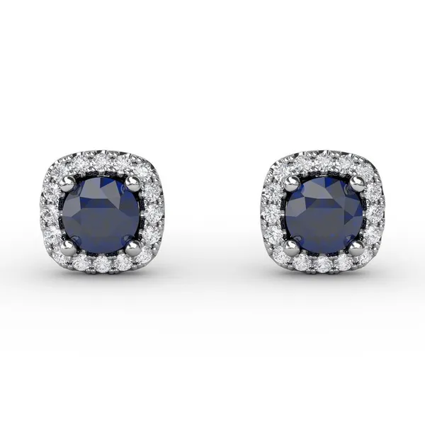 Cushion Cut Sapphire Stud Earrings Falls Jewelers Concord, NC