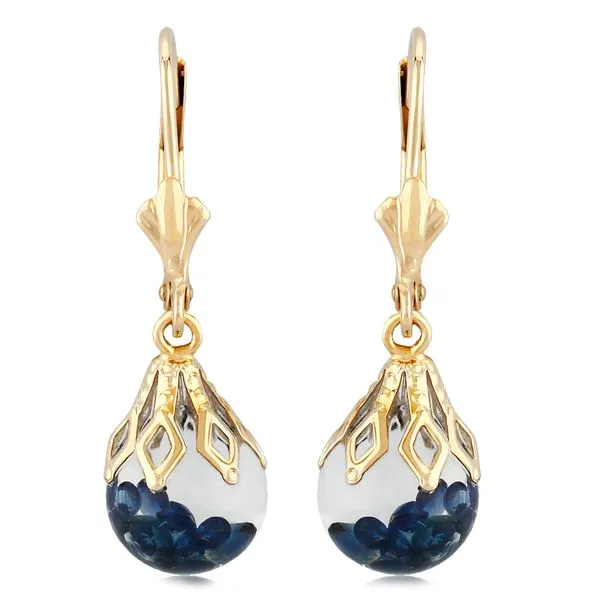 14K Yellow Gold Floating Sapphire Earrings Falls Jewelers Concord, NC