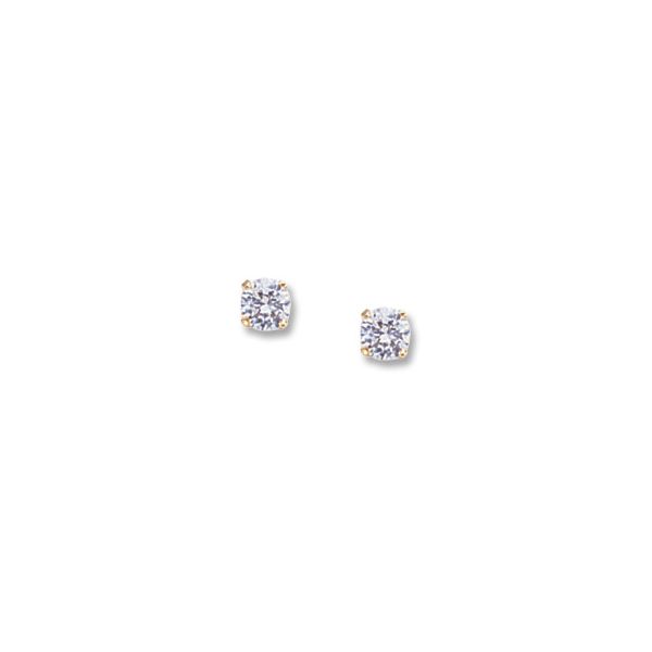 14K Yellow Gold White Topaz Stud Earrings Falls Jewelers Concord, NC
